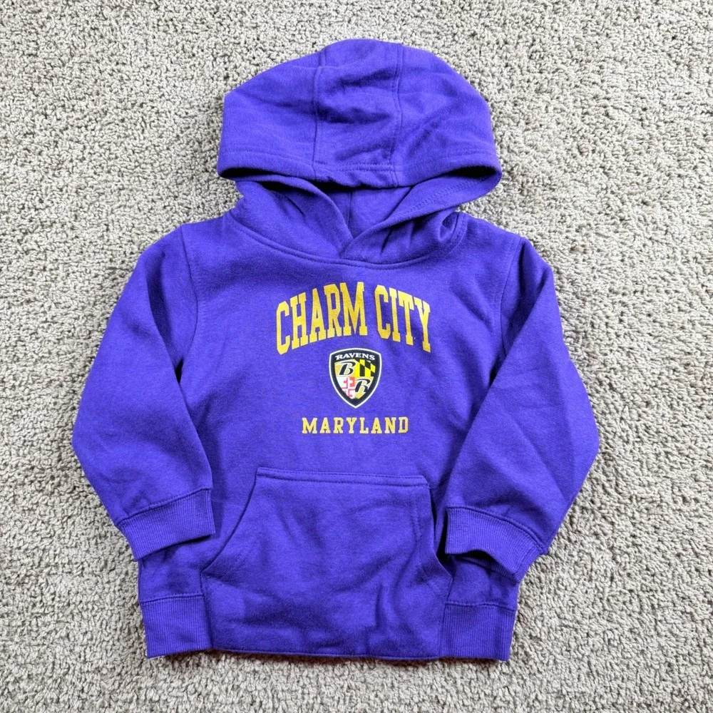 NFL Baltimore Ravens Kids Charm City Maryland Purple Hoodie Size 4 small outdoor